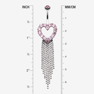 Detail View 1 of Heart Sparkle Showers Belly Button Ring-Pink